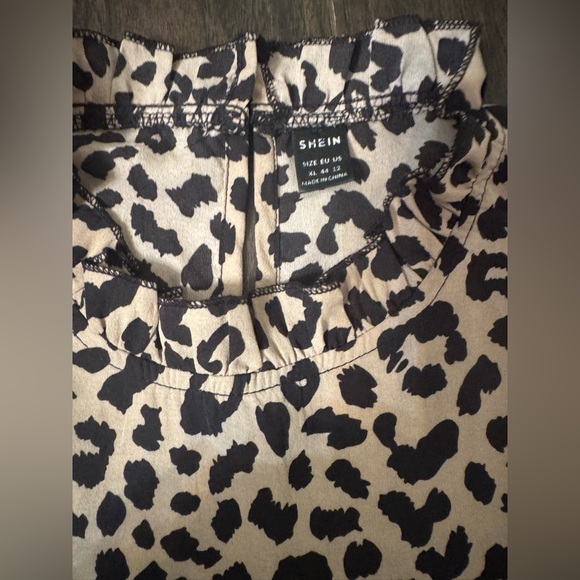 SHEIN Leopard Print Blouse - Black and Tan - Picture 2 of 6